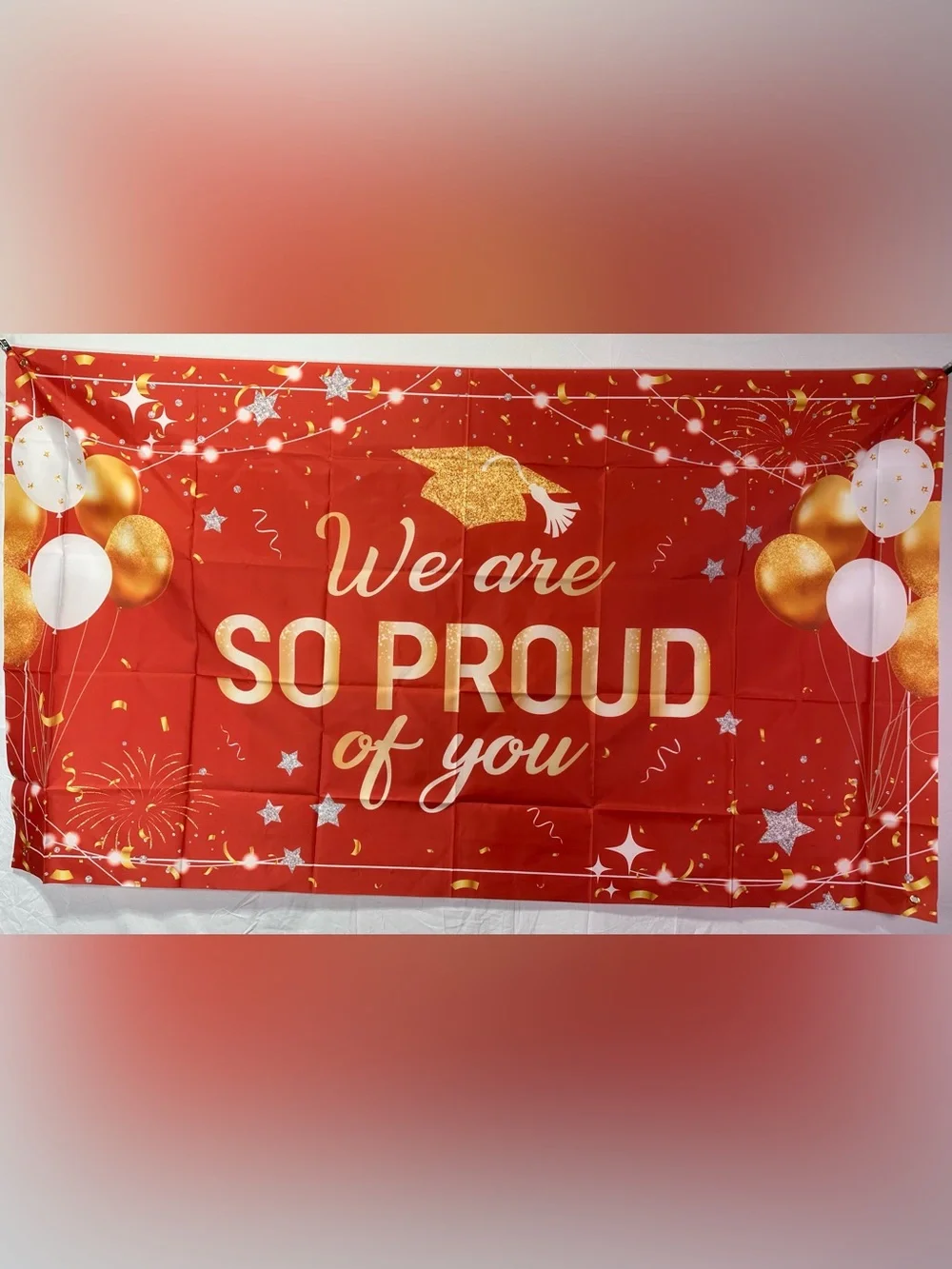 Graduation “We Are So Proud Of You” Backdrop Banner 6x4Ft.